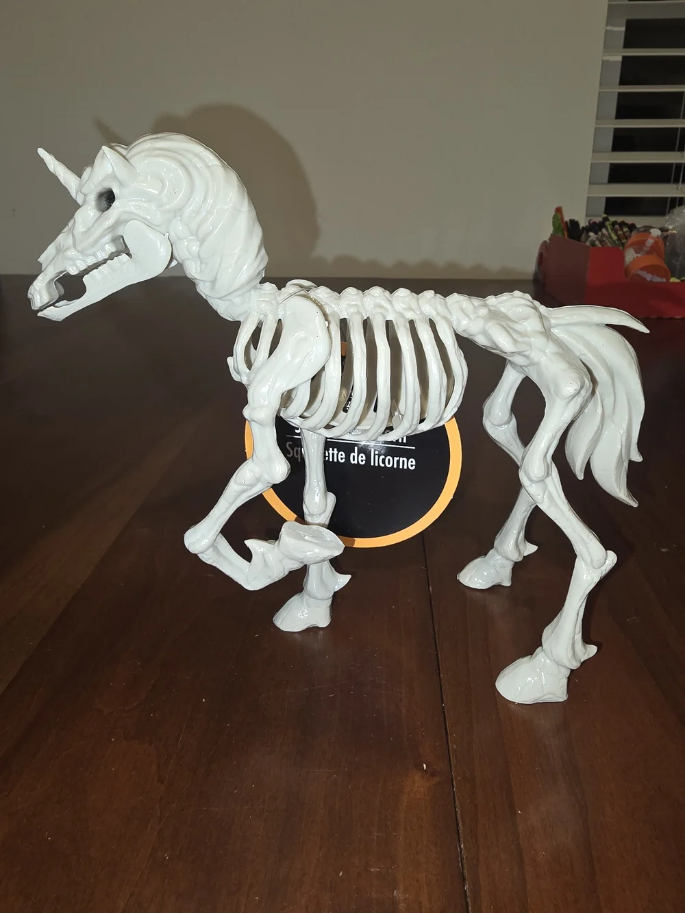 White Skeleton Unicorn Halloween Decor Figurine, 6. 5